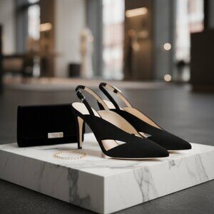 Sleek!  Cushnie et Ochs Black Cutout Slingback Heels - Sz 35